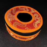 Tibetan Buddhist bell 9 cm cymbal case brocade round Tingsha box bag Gift Nepal