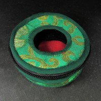 Tibetan Buddhist bell 9.5 cm cymbal case brocade round Tingsha box bag Gift Nepal
