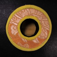 Tibetan Buddhist bell 9.5 cm cymbal case brocade round Tingsha box bag Gift Nepal