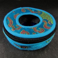 Tibetan Buddhist bell 9.5 cm cymbal case brocade round Tingsha box bag Gift Nepal