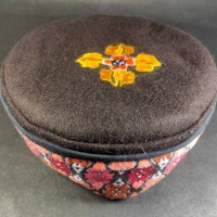 tibetan-double-dorje-embroidered-brown-round-unisex-sherpa-cap-hat-nepal-2