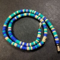 TIBETAN FASHION Ethnic BOLD Tribal Multicolored BONE Bead surfer NECKLACE