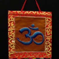 Tibetan Hindu Sanskrit Om Embroidered Thanka Thangka Wall Hanging Nepal