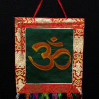 Tibetan Hindu Sanskrit Om Embroidered Thanka Thangka Wall Hanging Nepal