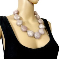 TIBETAN Light Gray Resin Crystal Tribal Necklace BOLD Women Ethnic Jewelry