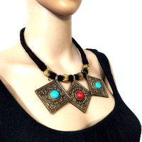 Tribal Banjara Gypsy Fashion Handmade Brass Pendant Necklace Women Jewelry