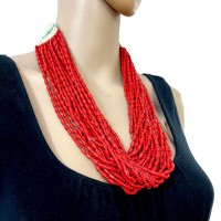 Tribal Boho glass Bead Jewelry Gift Tibet Bohemian Ethnic strand Necklace