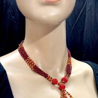 Tribal Ethnic multicolor Pote Bead Gypsy Style Handmade wedding Necklace