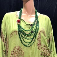 Tribal Ethnic Green Glass Pote Bead Gypsy Style Handmade wedding Necklace Nepal